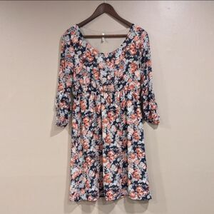 PinkBlush Floral Maternity Knee Length Dress Size Medium Pink Navy Blue Cottage